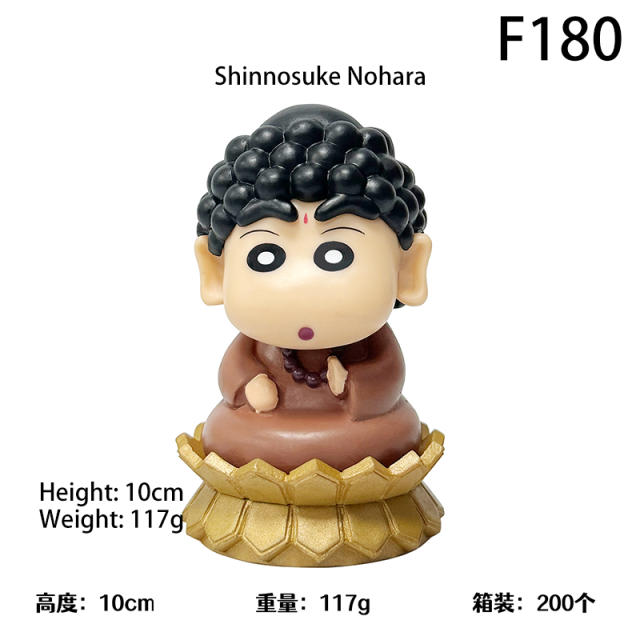 Crayon Shin Chan Lucky Buddha Monk Figurine Shinnosuke Nohara Statue Car Dashboard Desk Decor Cute Anime Gift Toy