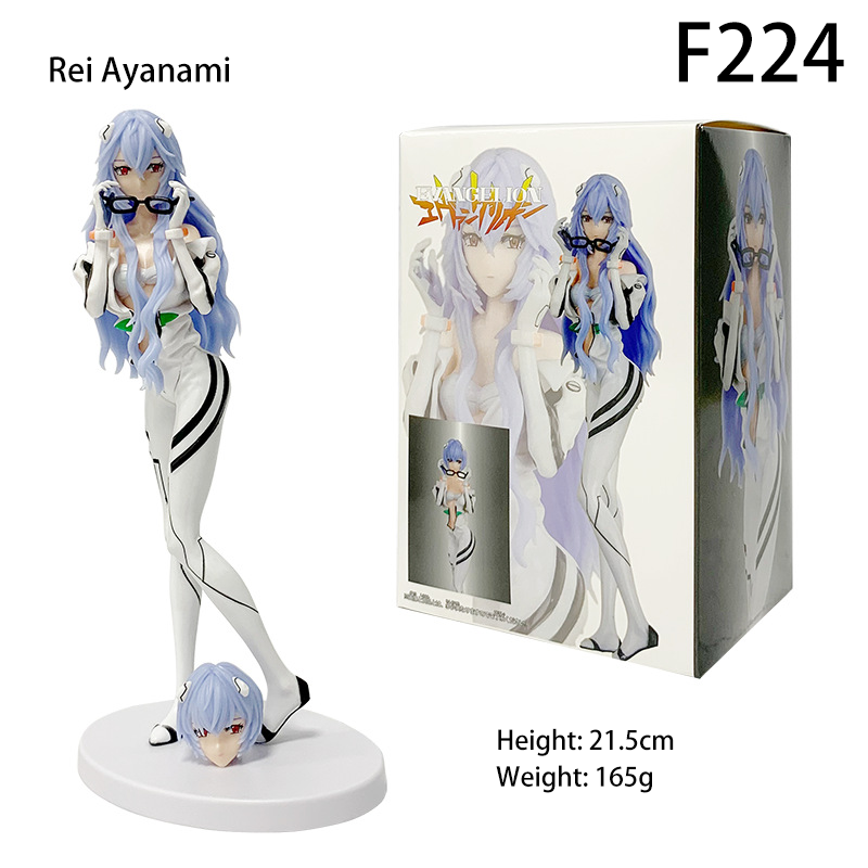 Evangelion Figure Set 6 Pcs Rei & Asuka Anime Chibi Collectible Desk Toy Blue Hair Cat-Ears Mecha Glasses