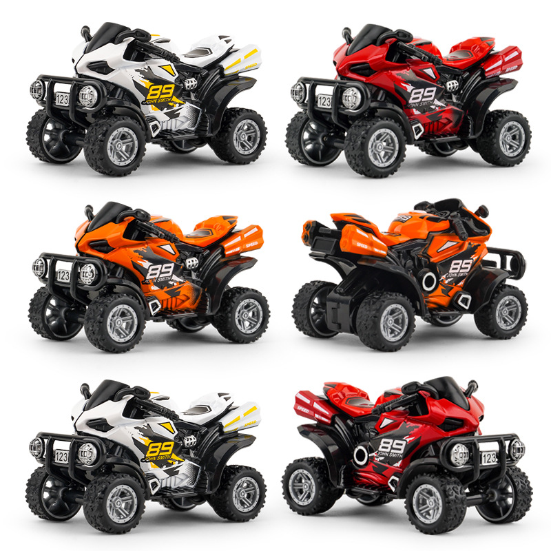 Alloy Dirt Bike Toy Pull Back Motorcycle Model Off Road Motocross Mini Bike Red Orange White Desktop Decoration Gift for Kids
