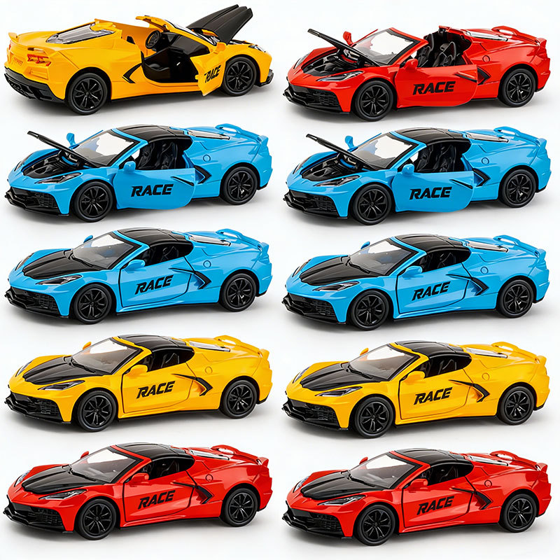 Alloy Race Car Toy Pull Back Racing Car Model Mini Sports Car RACE Edition Yellow Red Blue Mixed Boys Toy Third Party