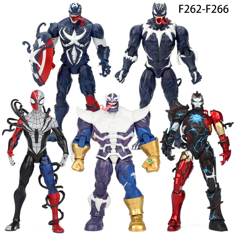 Marvel Venom Series Avengers Action Figures – Captain America, Black Panther, Iron Man, Thanos & Spider-Man Collectible Toys