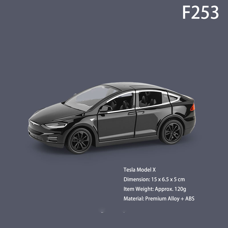 1:28 Scale Tesla Model X Diecast Car Model – Alloy Pull-Back, Light & Sound, Gull-Wing Doors, Electric Vehicle Toy for Boys