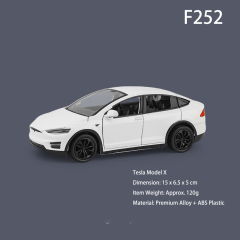 1:28 Scale Tesla Model X Diecast Car Model – Alloy Pull-Back, Light &amp; Sound, Gull-Wing Doors, Electric Vehicle Toy for Boys
