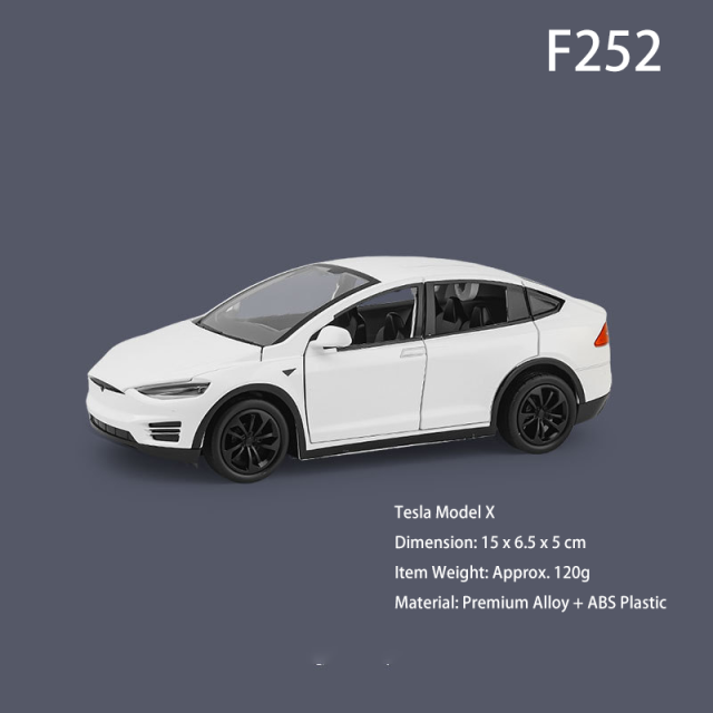 1:28 Scale Tesla Model X Diecast Car Model – Alloy Pull-Back, Light &amp; Sound, Gull-Wing Doors, Electric Vehicle Toy for Boys