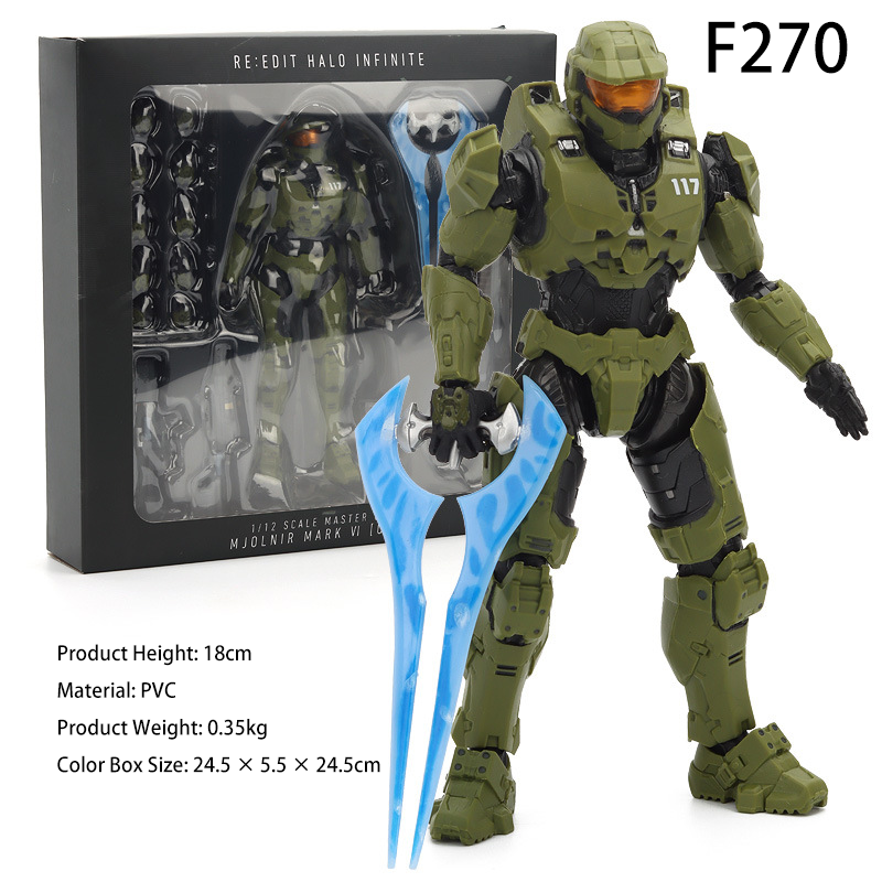 Halo 5 Master Chief 1/12 Action Figure John-117 Poseable Collectible Model with Weapons Halo Series 12-Inch Figure