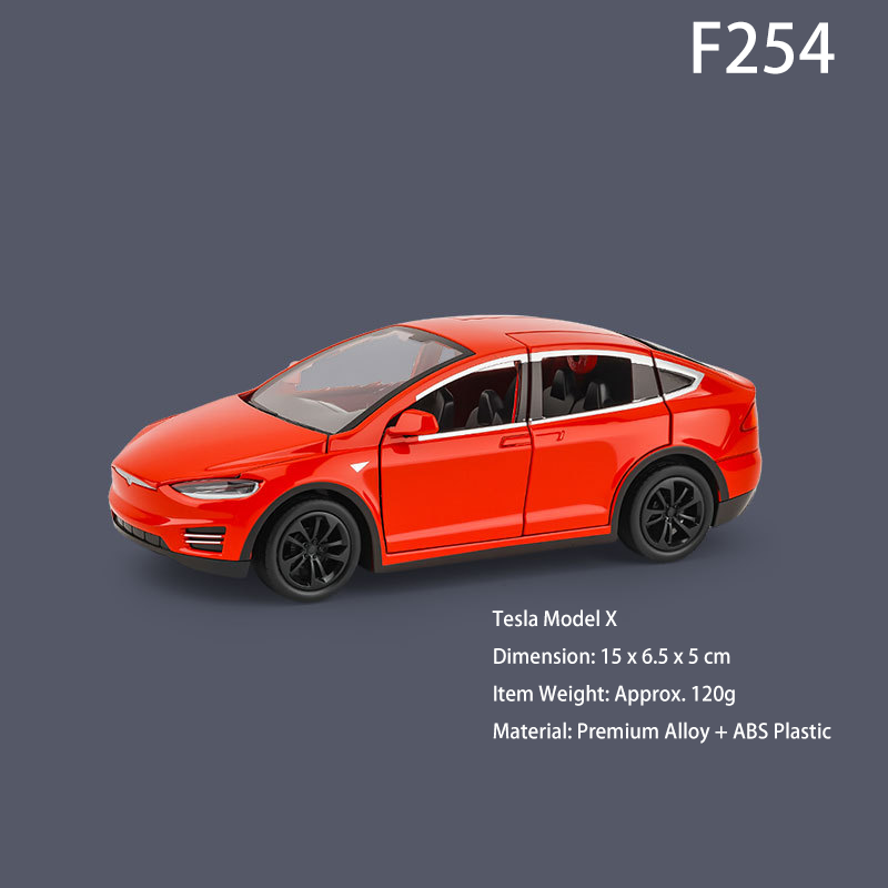 1:28 Scale Tesla Model X Diecast Car Model – Alloy Pull-Back, Light & Sound, Gull-Wing Doors, Electric Vehicle Toy for Boys