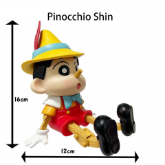 Crayon Shin-chan Pinocchio Shin Action Figure Trendy Shinnosuke Car Dashboard Toy Poseable Collectible Mode