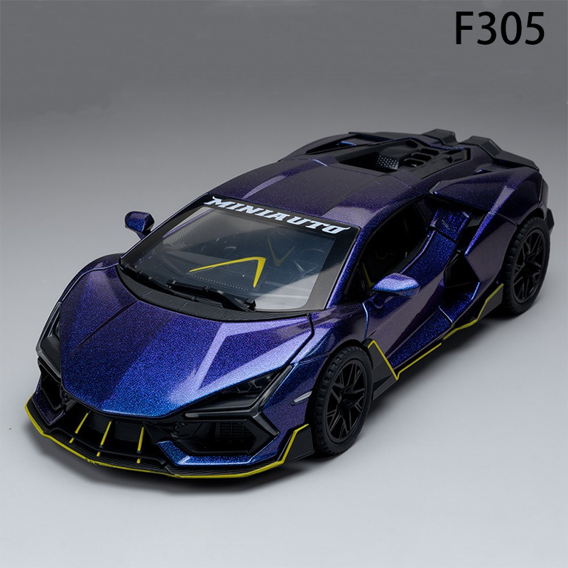 1:32 Alloy Supercar Model Diecast Sports Car Toy with Sound Light Pull-Back Opening Doors Adjustable Spoiler Collectible
