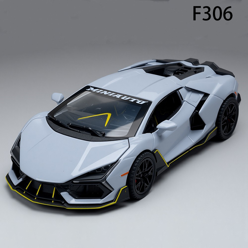 1:32 Alloy Supercar Model Diecast Sports Car Toy with Sound Light Pull-Back Opening Doors Adjustable Spoiler Collectible