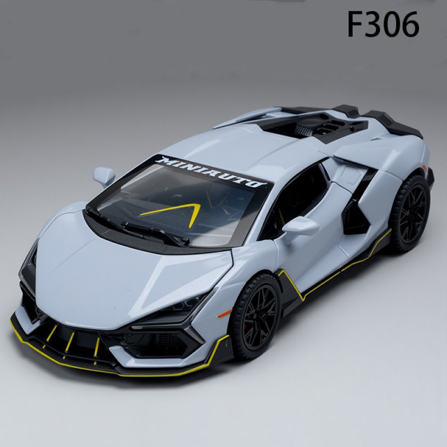 1:32 Alloy Supercar Model Diecast Sports Car Toy with Sound Light Pull-Back Opening Doors Adjustable Spoiler Collectible