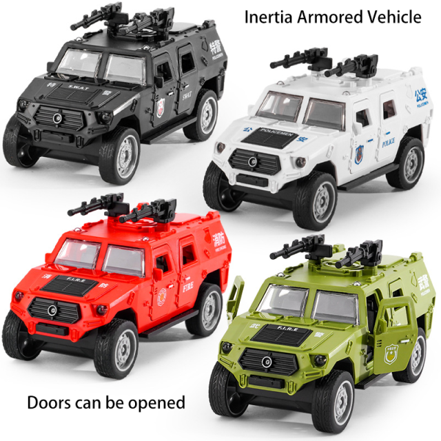 Kids Pull-Back Inertia Armored Vehicle Toy Car Model Simulation Educational Toy for Boys Children Gift Opening Doors