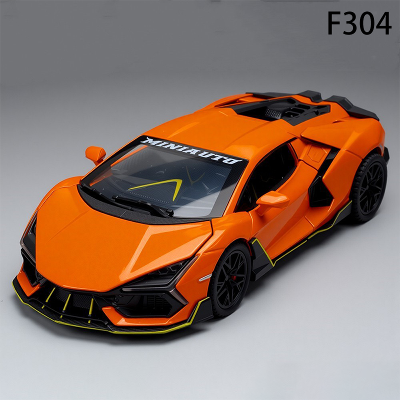 1:32 Alloy Supercar Model Diecast Sports Car Toy with Sound Light Pull-Back Opening Doors Adjustable Spoiler Collectible