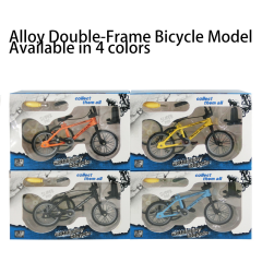 Mini Alloy Finger Bicycle Retro Double-Bar Bike Model 1:24 DIY Assemble Toy with Spare Tire Desk Display Collectible