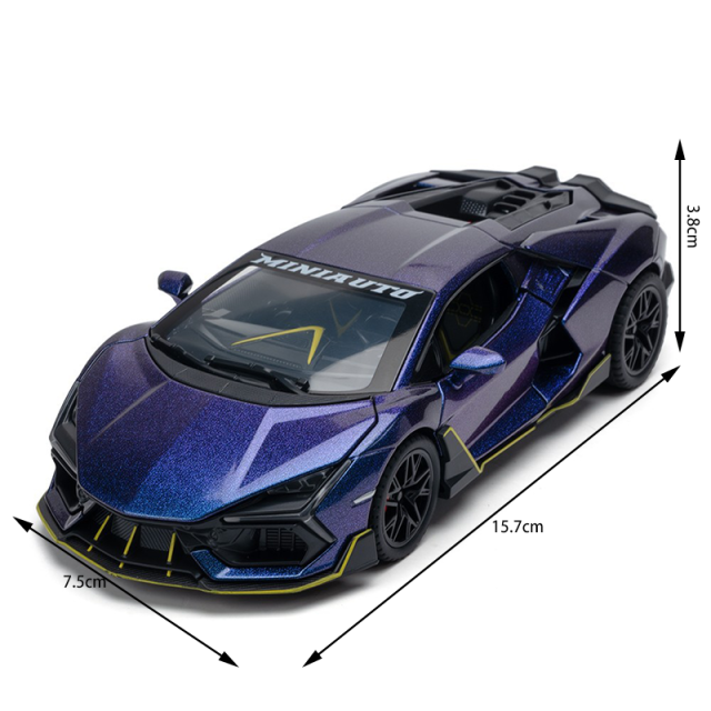 1:32 Alloy Supercar Model Diecast Sports Car Toy with Sound Light Pull-Back Opening Doors Adjustable Spoiler Collectible