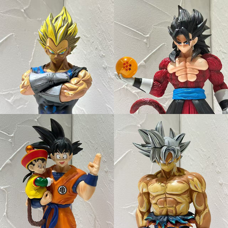 30cm Super Saiyan Goku & Vegeta Manga Color Anime Figure – Goku Holding Gohan Father-Son Statue Collectible (Unofficial)