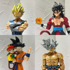30cm Super Saiyan Goku &amp; Vegeta Manga Color Anime Figure – Goku Holding Gohan Father-Son Statue Collectible (Unofficial)