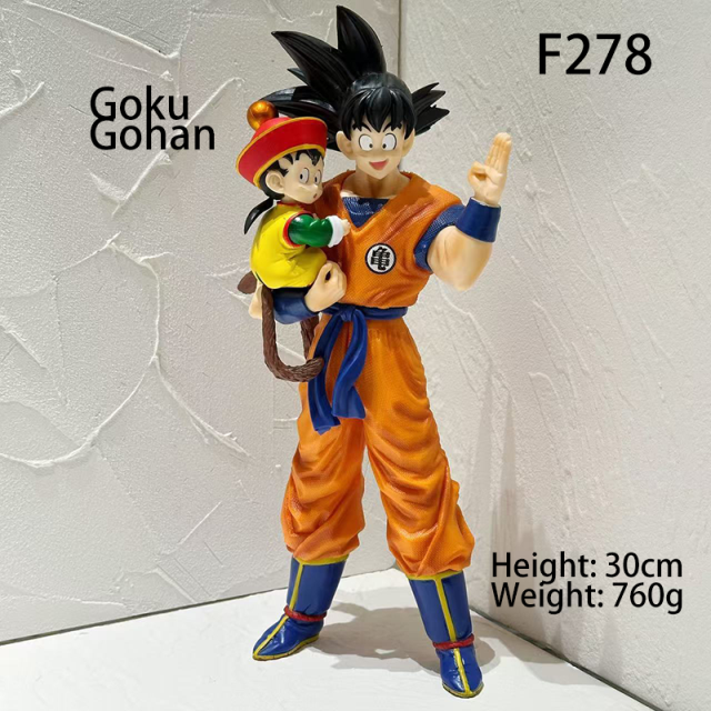 30cm Super Saiyan Goku &amp; Vegeta Manga Color Anime Figure – Goku Holding Gohan Father-Son Statue Collectible (Unofficial)