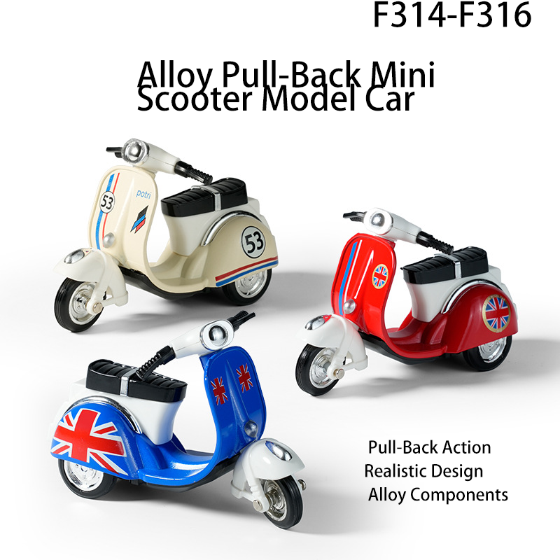 Cute Chibi Alloy Pull Back Scooter Toy Sheep Model Vespa Style Motorcycle No.53 Diecast Collectible Display Gift