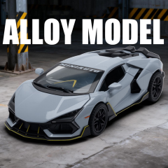 1:32 Alloy Supercar Model Diecast Sports Car Toy with Sound Light Pull-Back Opening Doors Adjustable Spoiler Collectible