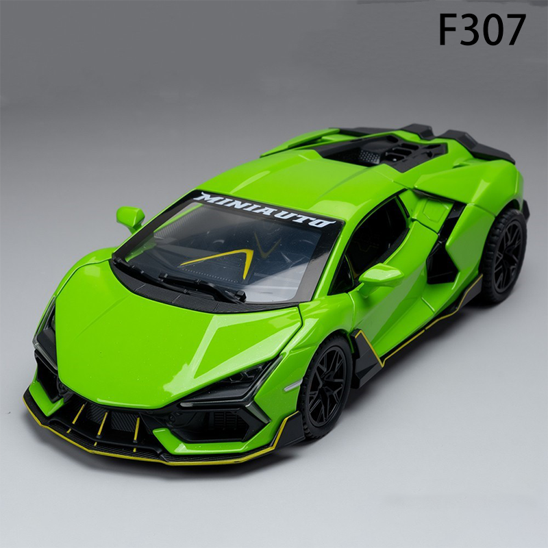 1:32 Alloy Supercar Model Diecast Sports Car Toy with Sound Light Pull-Back Opening Doors Adjustable Spoiler Collectible