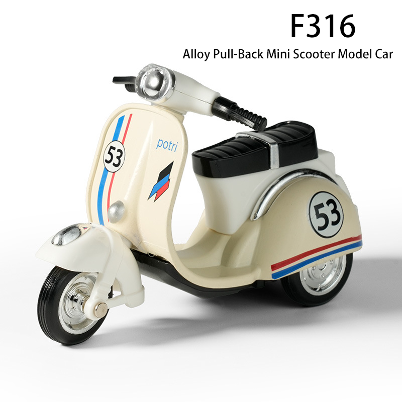 Cute Chibi Alloy Pull Back Scooter Toy Sheep Model Vespa Style Motorcycle No.53 Diecast Collectible Display Gift