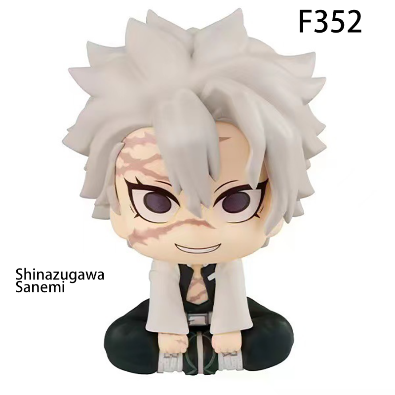 Demon Slayer Chibi Mitsuri Kanroji Sanemi Shinazugawa Sitting Big Head Action Figure PVC Anime Collectible Desk Toy Model
