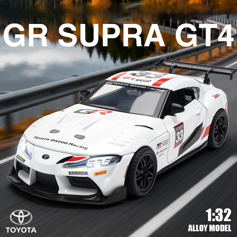 1:32 Toyota Supra GT4 Diecast Car Model Official Licensed Alloy Sports Car Collectible Toy Vehicle Display Model
