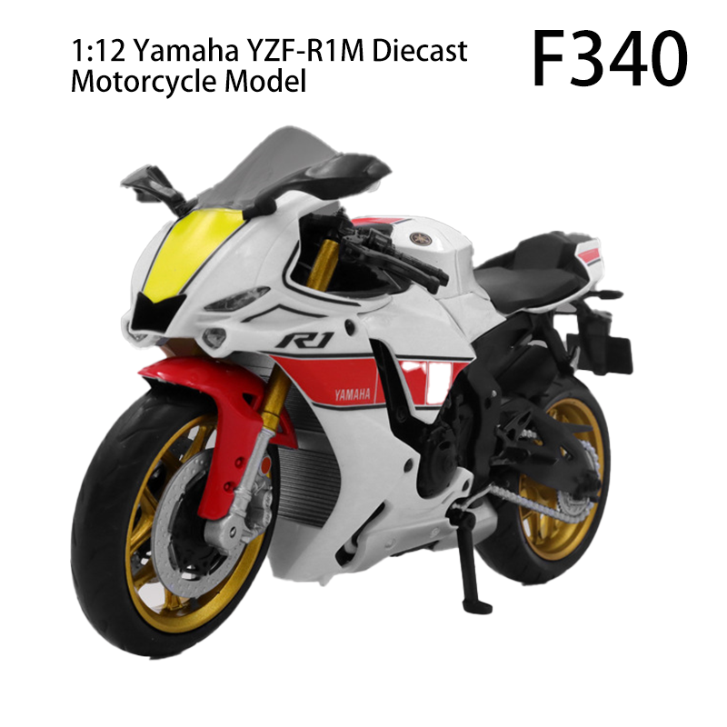 1:12 Yamaha YZF-R1M Diecast Motorcycle Model Alloy Bike Light Sound Collectible Simulation Motorbike Display Toy