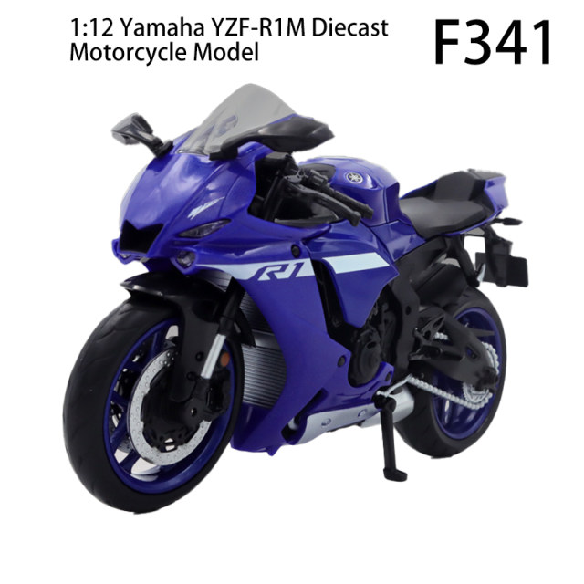 1:12 Yamaha YZF-R1M Diecast Motorcycle Model Alloy Bike Light Sound Collectible Simulation Motorbike Display Toy