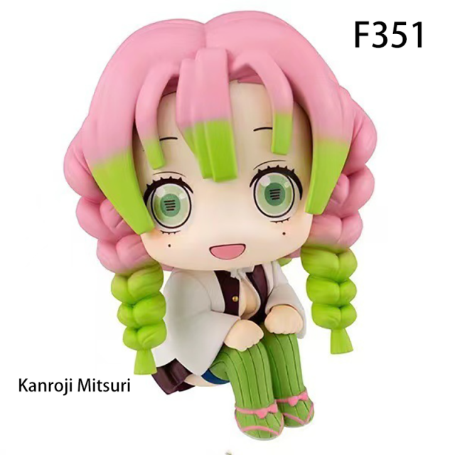 Demon Slayer Chibi Mitsuri Kanroji Sanemi Shinazugawa Sitting Big Head Action Figure PVC Anime Collectible Desk Toy Model