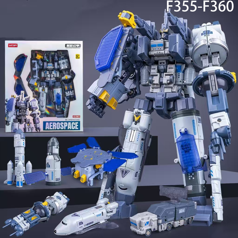 Kids Transforming Robot Toy 6-in-1 Space Shuttle Car Mecha Model Assembly Action Figure Gift for Boys Collectible