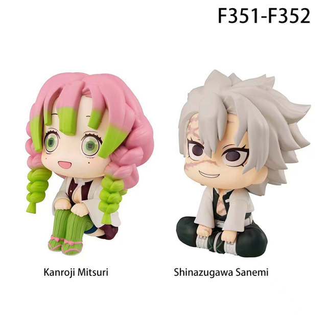 Demon Slayer Chibi Mitsuri Kanroji Sanemi Shinazugawa Sitting Big Head Action Figure PVC Anime Collectible Desk Toy Model