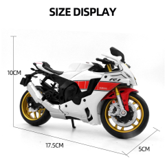 1:12 Yamaha YZF-R1M Diecast Motorcycle Model Alloy Bike Light Sound Collectible Simulation Motorbike Display Toy
