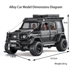 1:24 Alloy Off Road SUV Model G Wagon Style Diecast Car Sound Light Pull Back Toy Opening Doors for Kids Gift