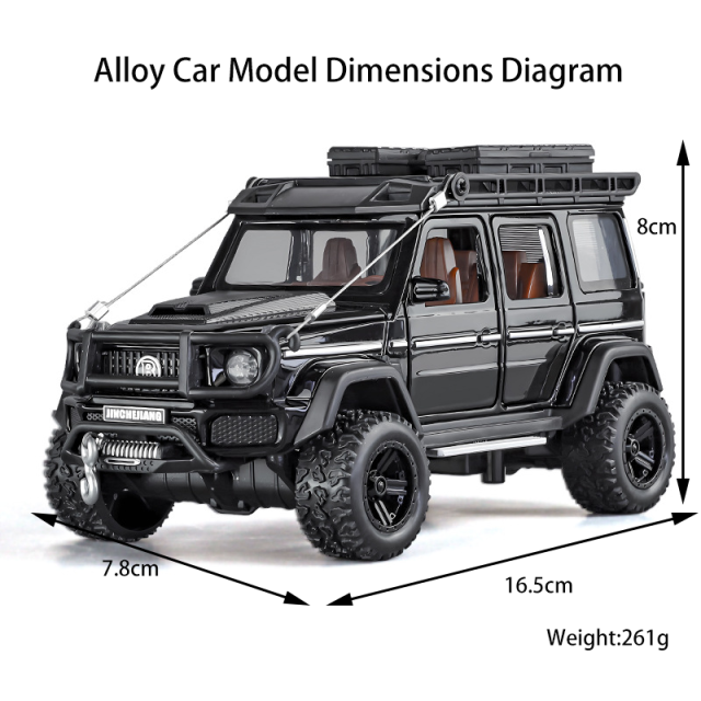 1:24 Alloy Off Road SUV Model G Wagon Style Diecast Car Sound Light Pull Back Toy Opening Doors for Kids Gift