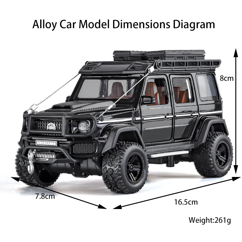 1:24 Alloy Off Road SUV Model G Wagon Style Diecast Car Sound Light Pull Back Toy Opening Doors for Kids Gift