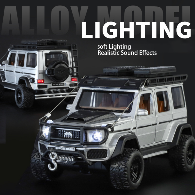 1:24 Alloy Off Road SUV Model G Wagon Style Diecast Car Sound Light Pull Back Toy Opening Doors for Kids Gift
