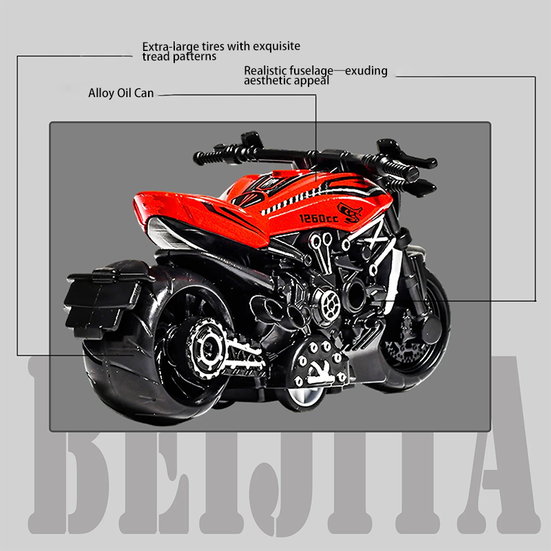 Alloy Pull Back Motorcycle Toy 1:36 Scale Diecast Motorbike Model for Boys Kids Educational Toy Gift