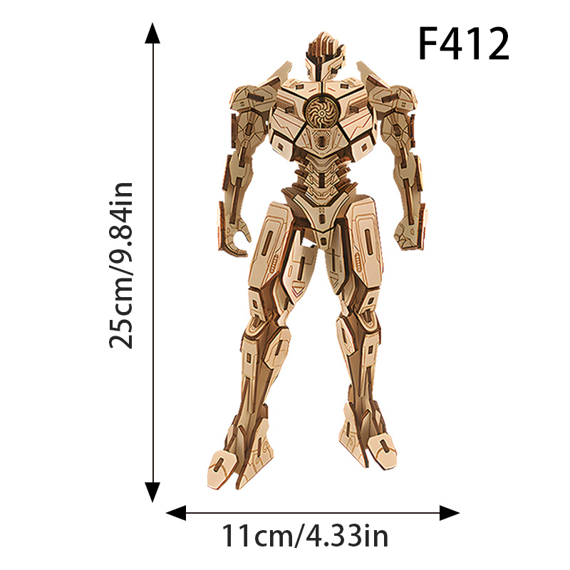 3D Wooden Puzzle Robot Model DIY Assembly Toy Poplar Wood Kit for Kids Adults Educational Building Gift
