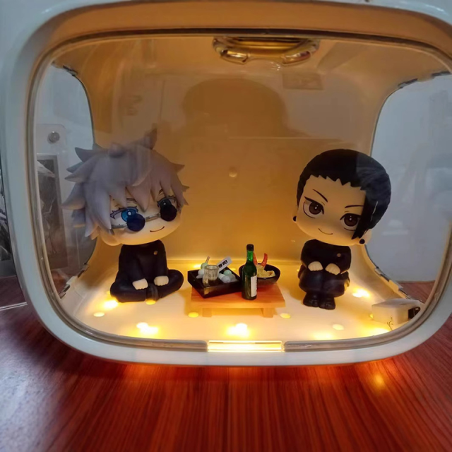 Jujutsu Kaisen Gojo Satoru Suguru Geto Q Version Sitting Action Figure High School Uniform Anime Collectible Desk Display Toy Statue