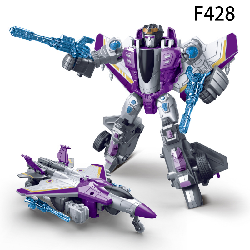 Transforming Robot Toy Plane Model Inertia Fighter Jet Action Figure Red Purple Kids Educational Gift