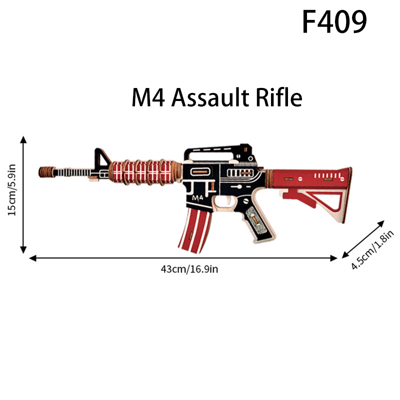 3D Wooden Puzzle Gun Model DIY Assembly Toy Laser Cut AK47 M4 Revolver Pistol Educational Kids Gift
