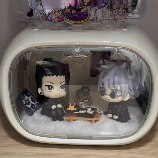 Jujutsu Kaisen Gojo Satoru Suguru Geto Q Version Sitting Action Figure High School Uniform Anime Collectible Desk Display Toy Statue