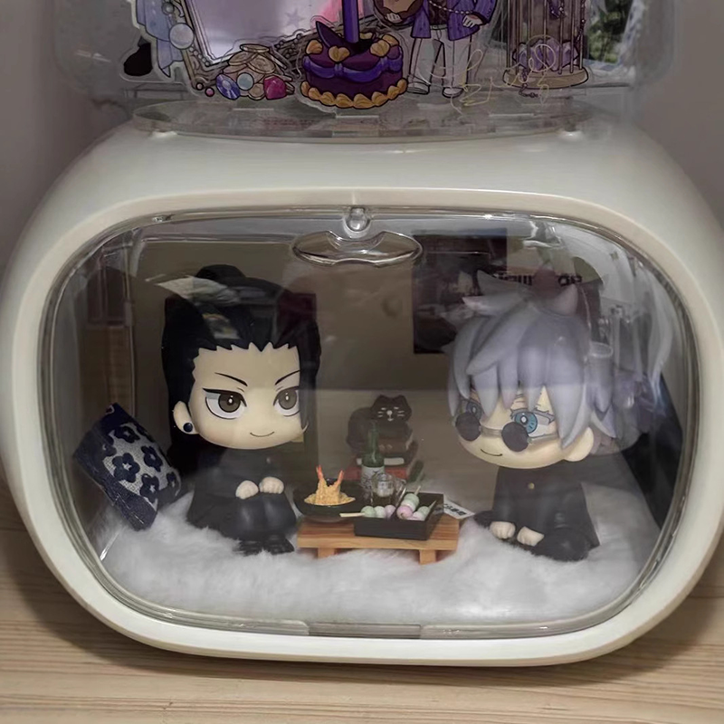 Jujutsu Kaisen Gojo Satoru Suguru Geto Q Version Sitting Action Figure High School Uniform Anime Collectible Desk Display Toy Statue