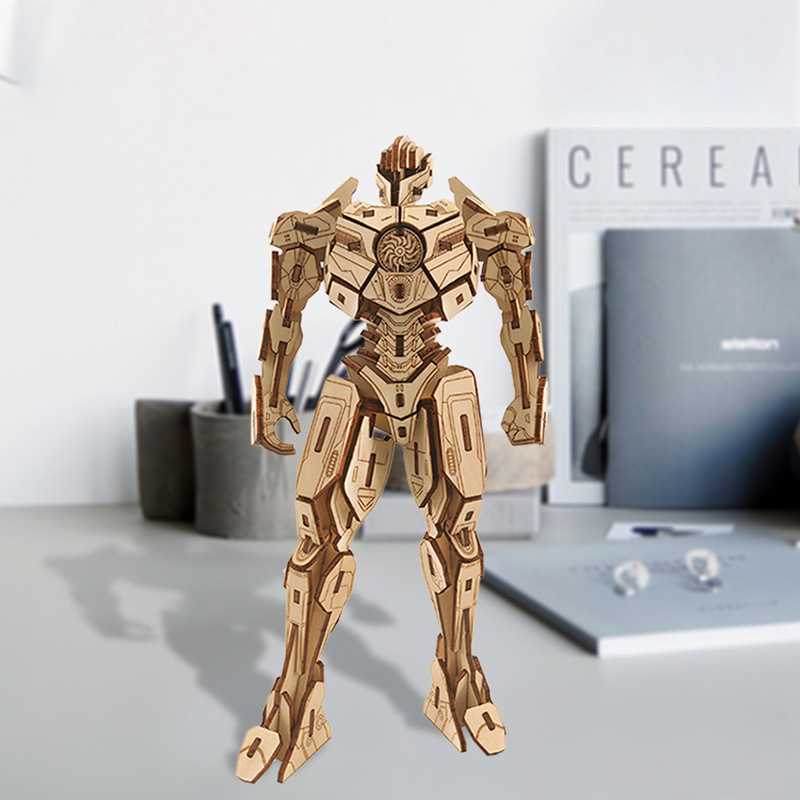 3D Wooden Puzzle Robot Model DIY Assembly Toy Poplar Wood Kit for Kids Adults Educational Building Gift