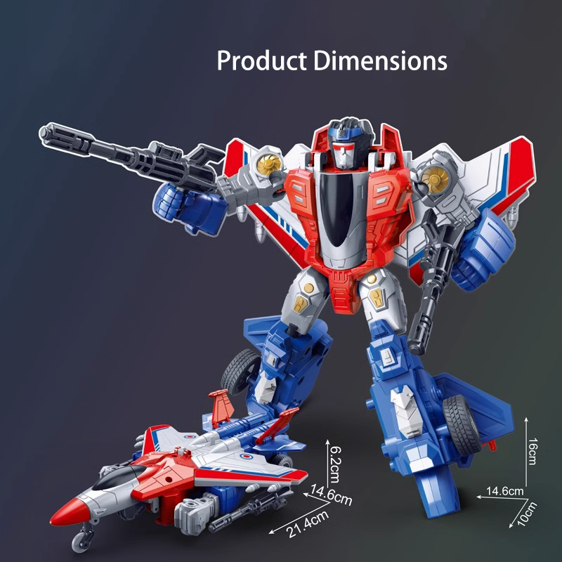 Transforming Robot Toy Plane Model Inertia Fighter Jet Action Figure Red Purple Kids Educational Gift