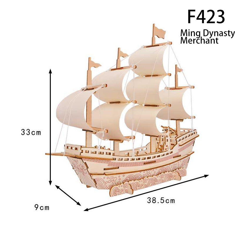 3D Wooden Puzzle Ship Model Set DIY Basswood Vintage Ghost Ship & Chinese Sailing Boat Assembly Kit Gift