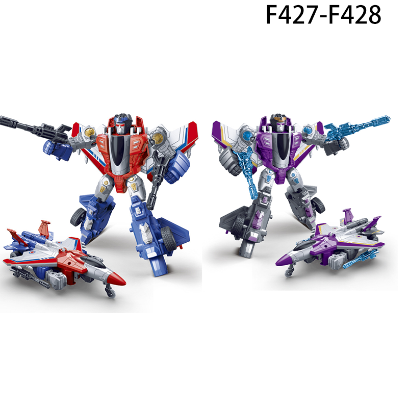 Transforming Robot Toy Plane Model Inertia Fighter Jet Action Figure Red Purple Kids Educational Gift