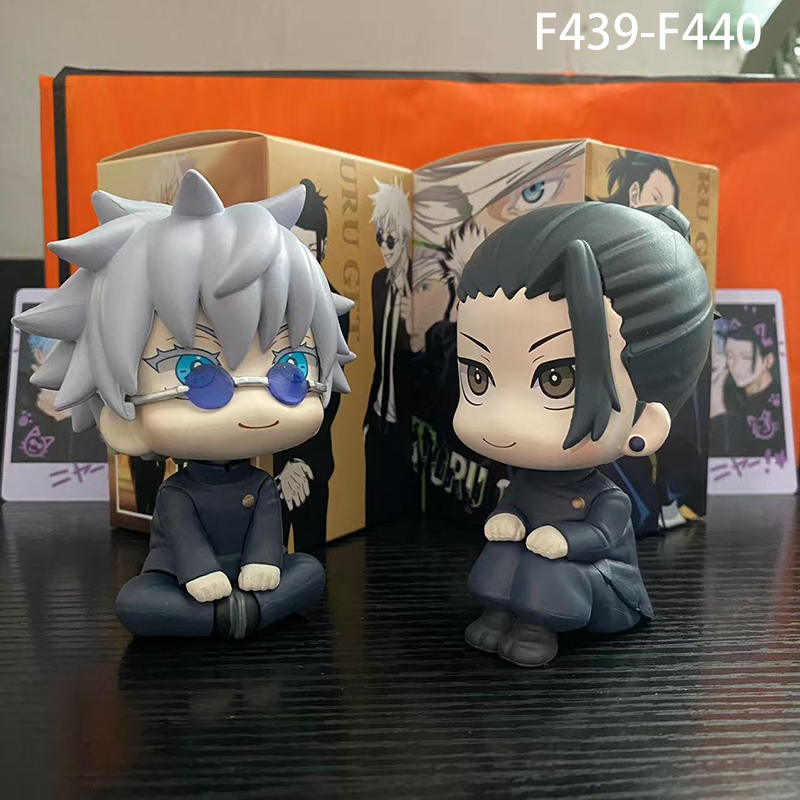 Jujutsu Kaisen Gojo Satoru Suguru Geto Q Version Sitting Action Figure High School Uniform Anime Collectible Desk Display Toy Statue
