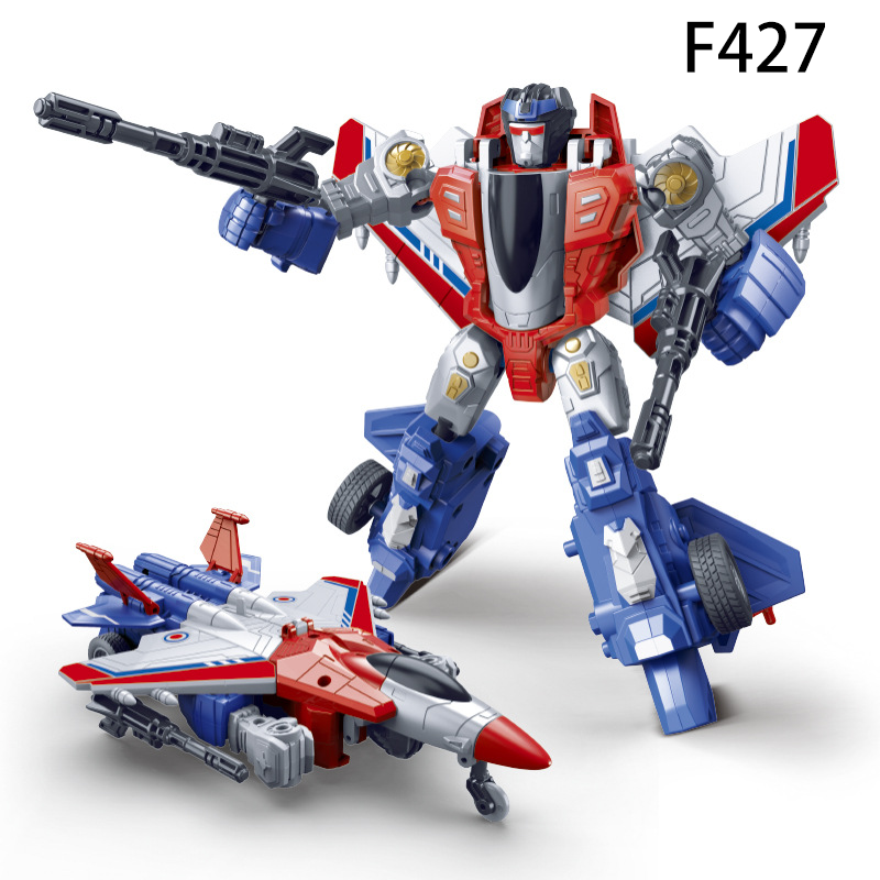 Transforming Robot Toy Plane Model Inertia Fighter Jet Action Figure Red Purple Kids Educational Gift